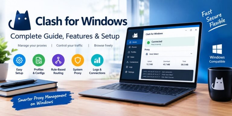 Clash for Windows proxy management interface on a laptop