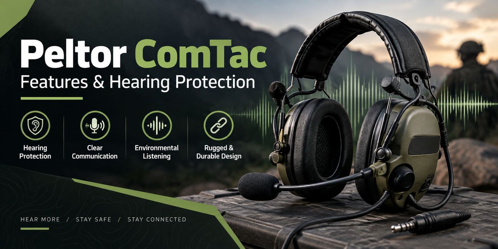 Peltor ComTac headset for hearing protection and two-way communication