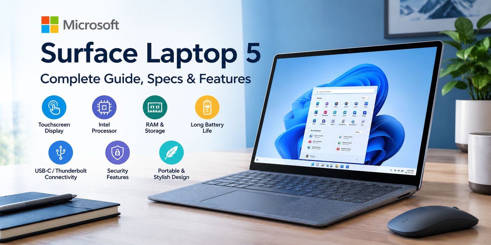 Microsoft Surface Laptop 5 with touchscreen display and key features