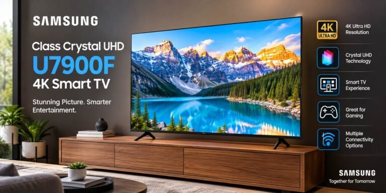 Samsung Class Crystal UHD U7900F 4K Smart TV in a modern living room