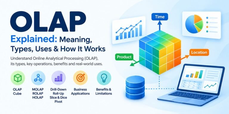 OLAP Online Analytical Processing cube with data analytics charts and business intelligence concepts