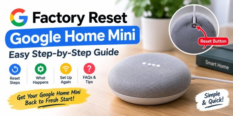 Factory reset Google Home Mini with reset button and step-by-step setup guide