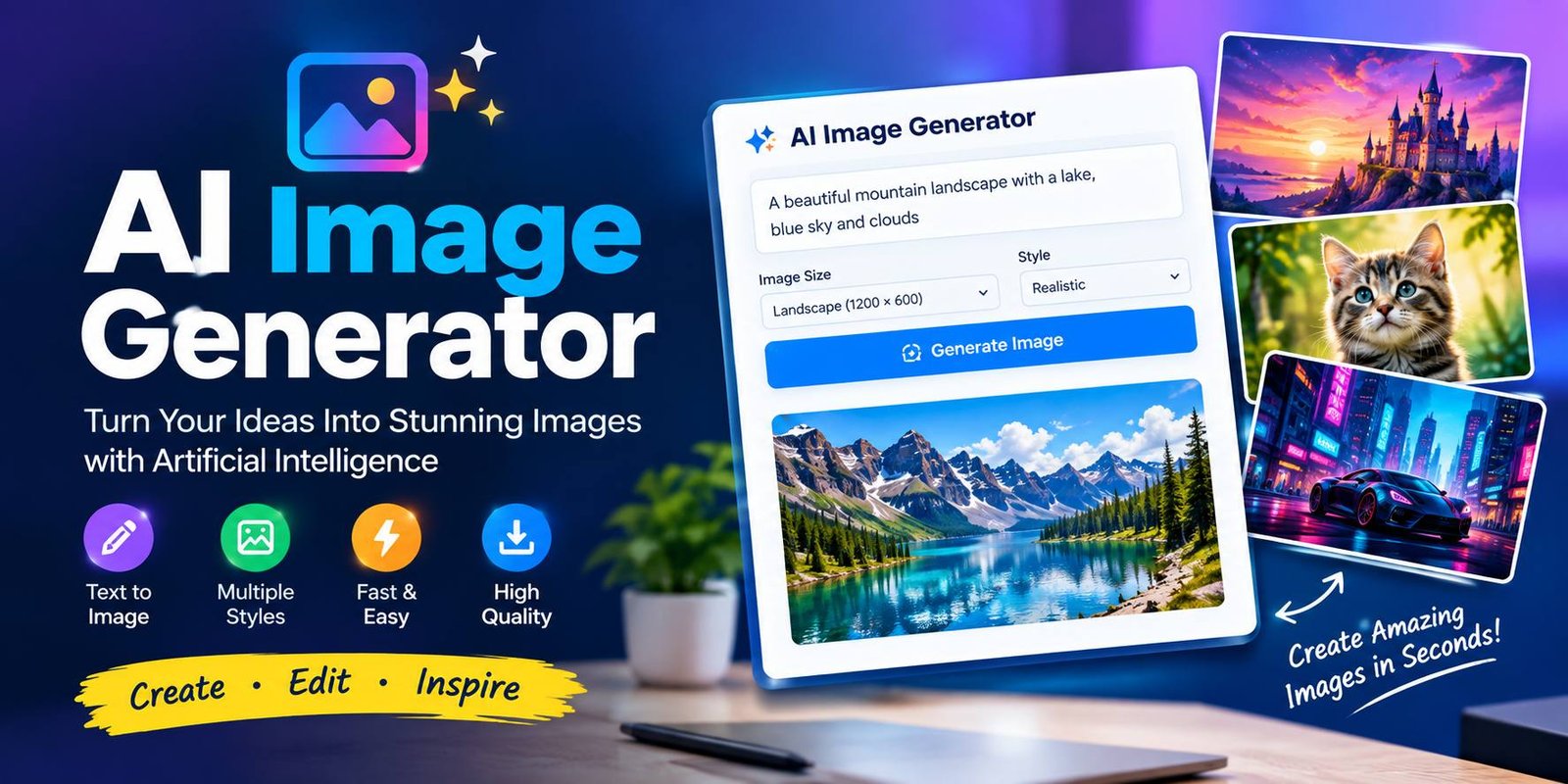 AI image generator for creating stunning images with artificial intelligence