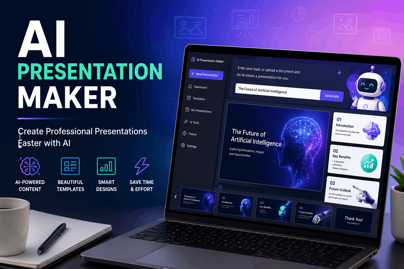 AI presentation maker for creating professional presentations with AI