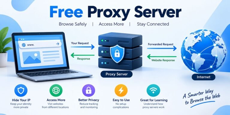 Free proxy server connecting a laptop to the internet through a proxy server