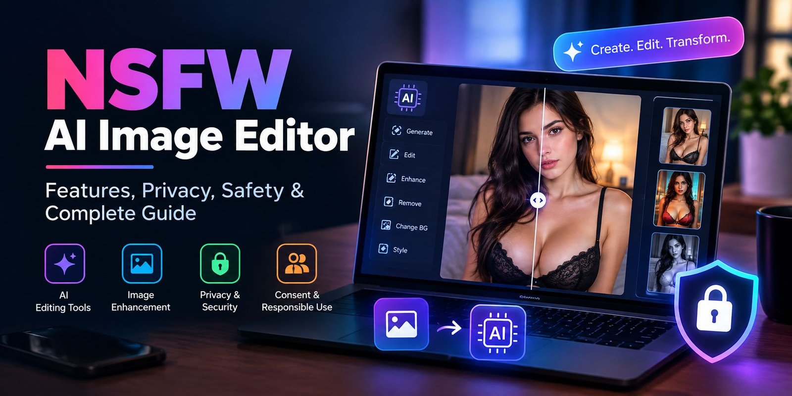 NSFW AI image editor with AI editing tools, privacy and security features