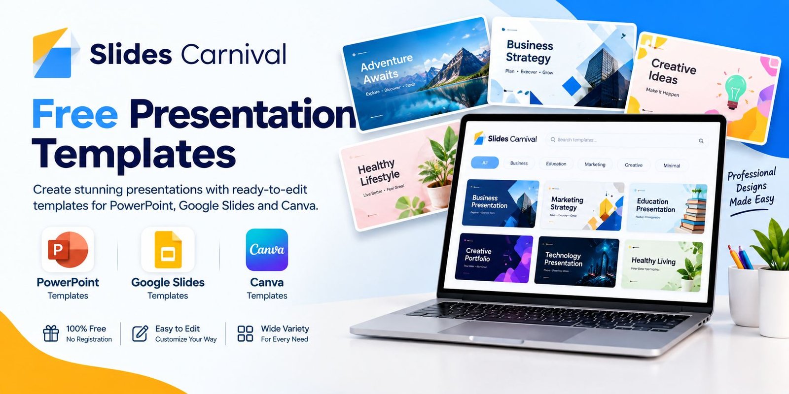 Slides Carnival free presentation templates for PowerPoint, Google Slides, and Canva