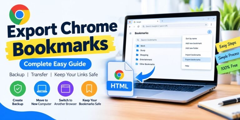 Export Chrome bookmarks as an HTML file for backup and transfer