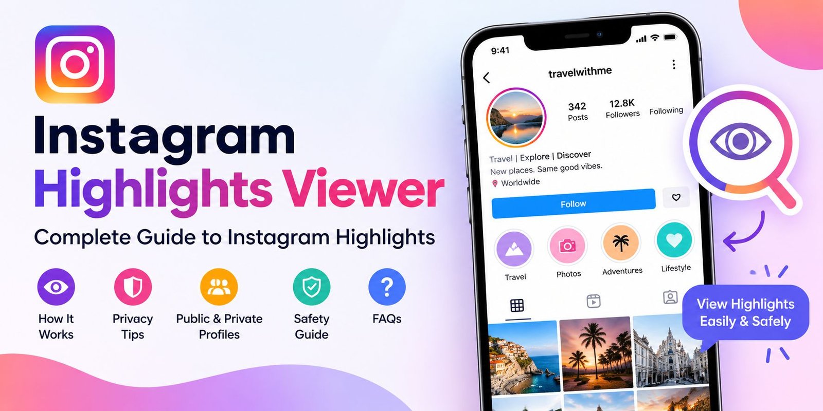 Instagram Highlights Viewer showing Instagram profile Highlights and privacy features