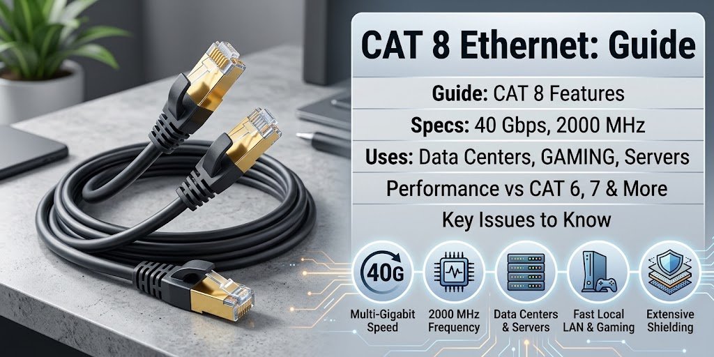 CAT 8 Ethernet cable for high-speed networking and data transfer