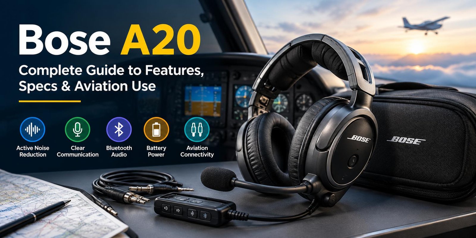 Bose A20 aviation headset features and specifications for pilots