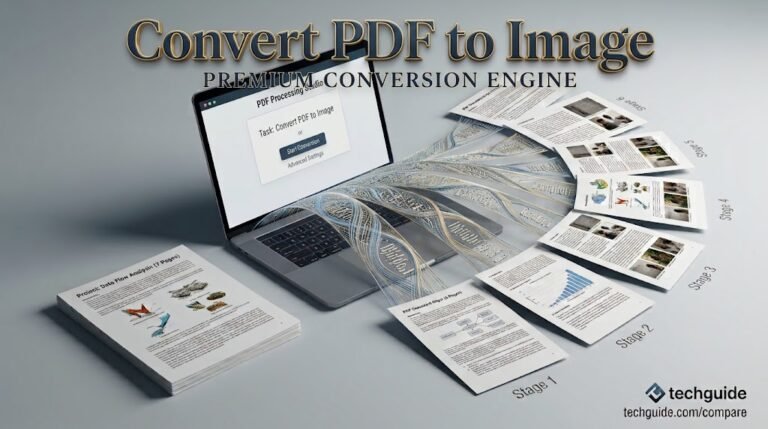 Convert PDF to image guide showing PDF pages converted to JPG and PNG