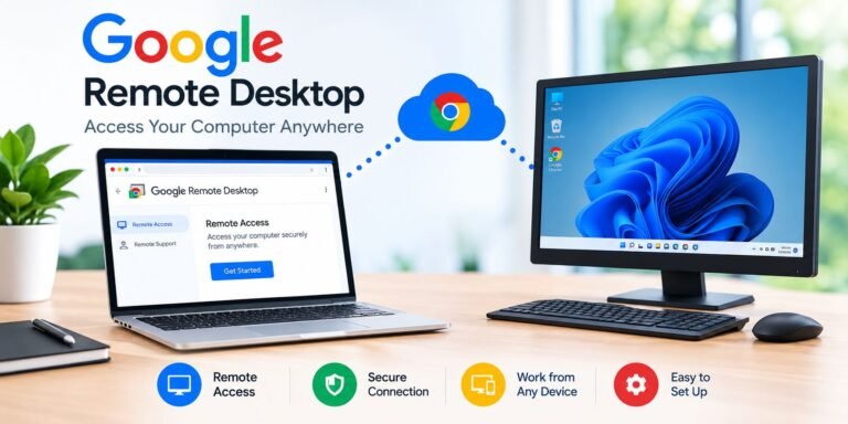 Google Remote Desktop for accessing a computer remotely using a laptop and desktop.