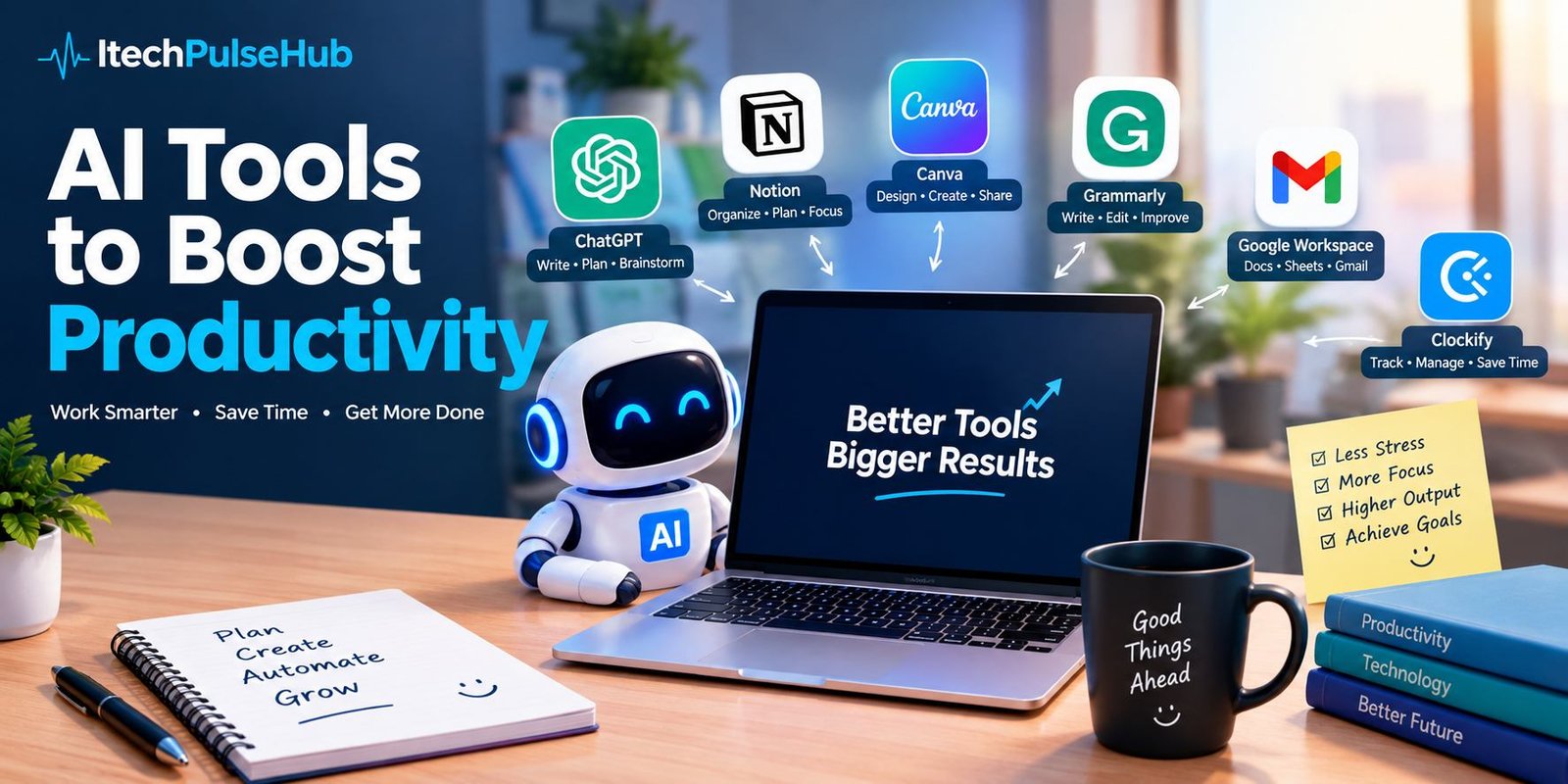 AI tools to boost productivity and help users save time, stay organized, and get more work done
