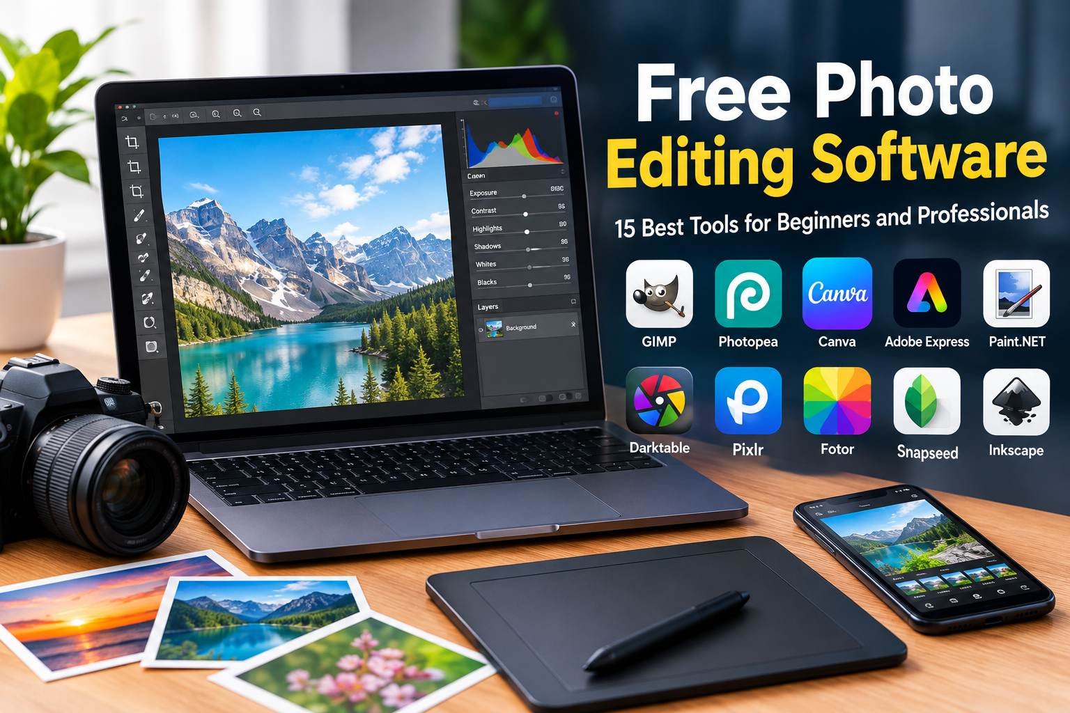 Free photo editing software tools for beginners and professionals to edit and enhance digital images.