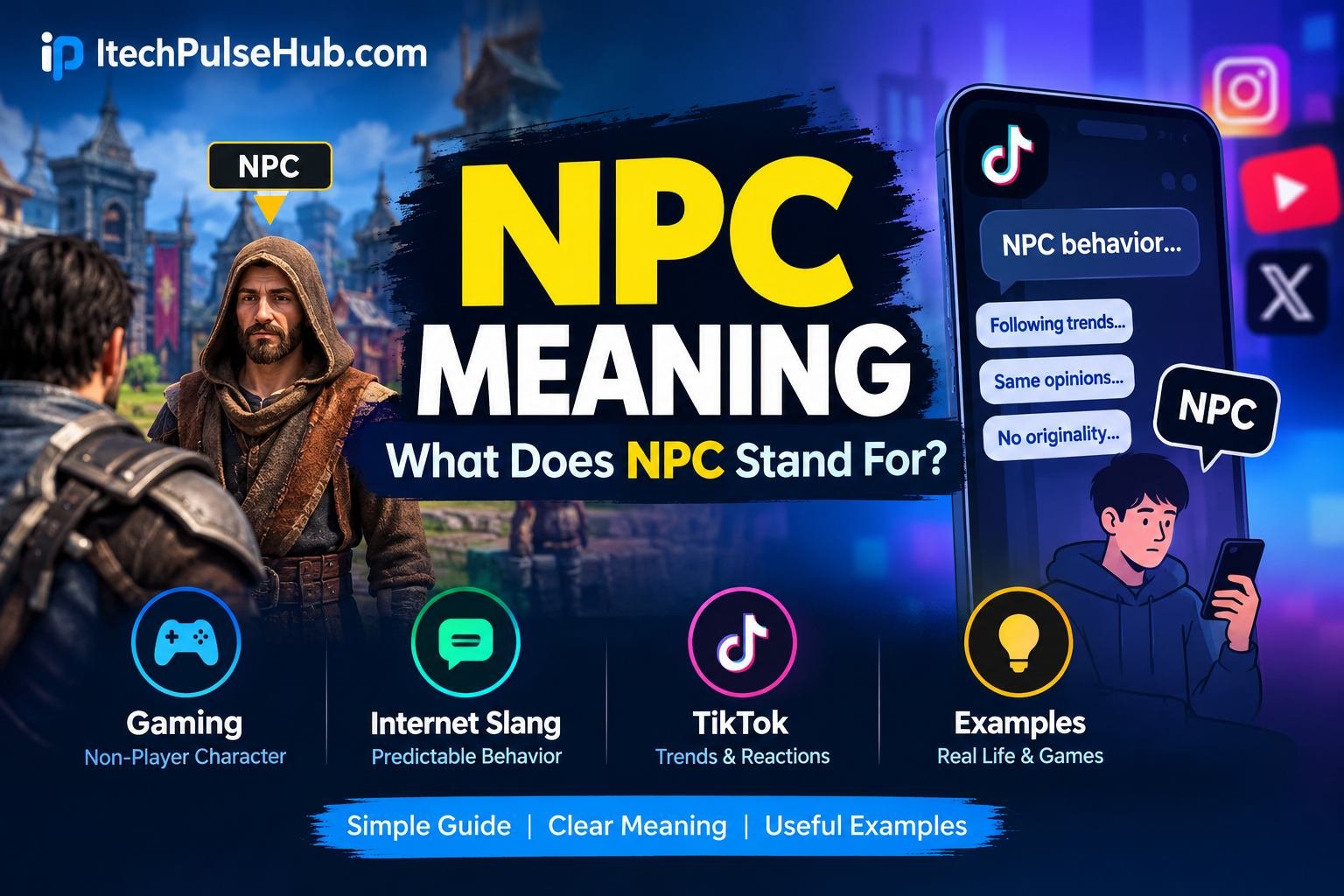 NPC meaning featured image explaining the meaning of NPC in gaming and internet slang.