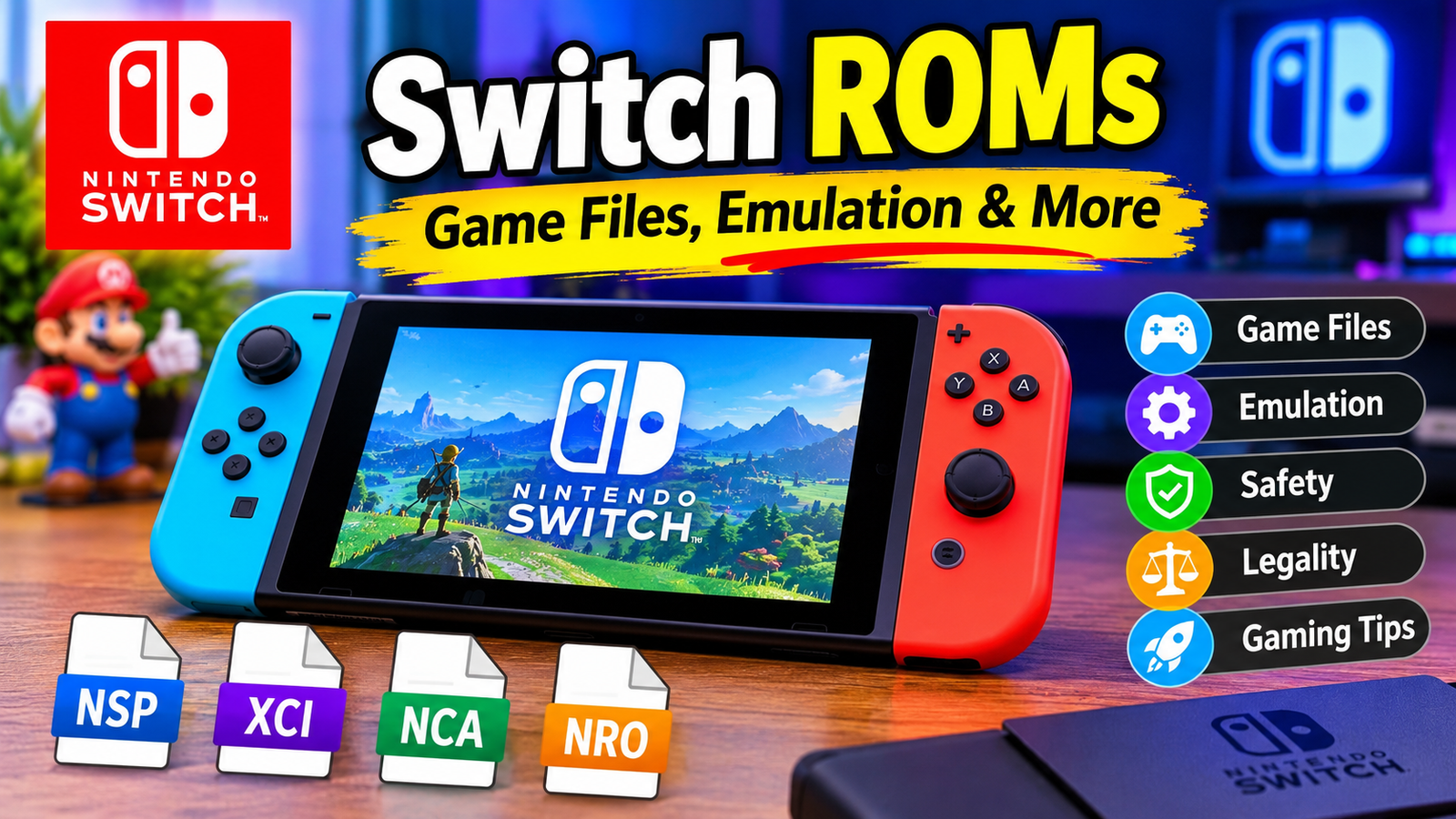 Nintendo Switch gaming console and Switch ROMs guide