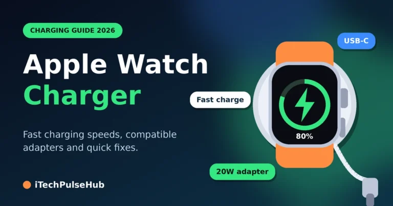 Apple Watch charger: smartwatch charging on a magnetic puck with a USB-C cable
