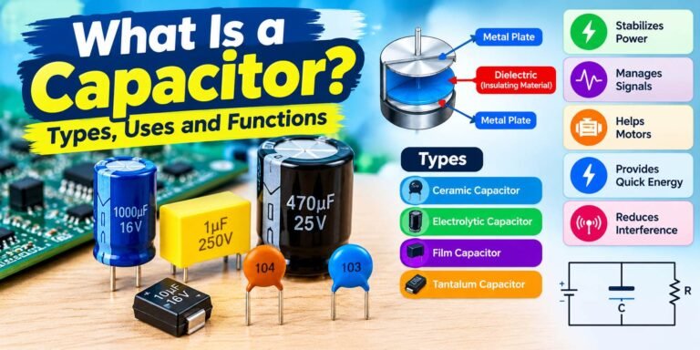 What is a capacitor electronic component on a circuit board
