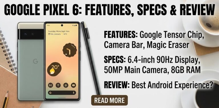 Google Pixel 6 smartphone showing its design and camera bar
