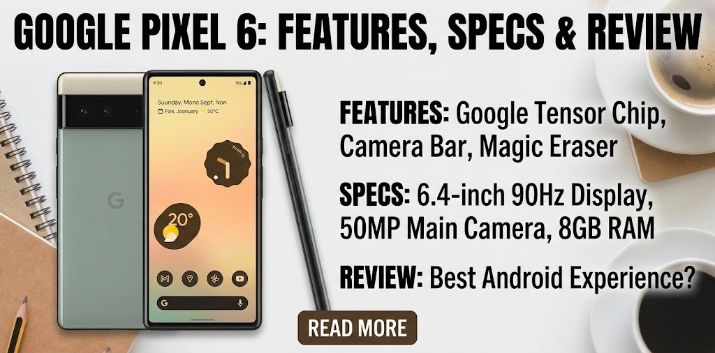 Google Pixel 6 smartphone showing its design and camera bar